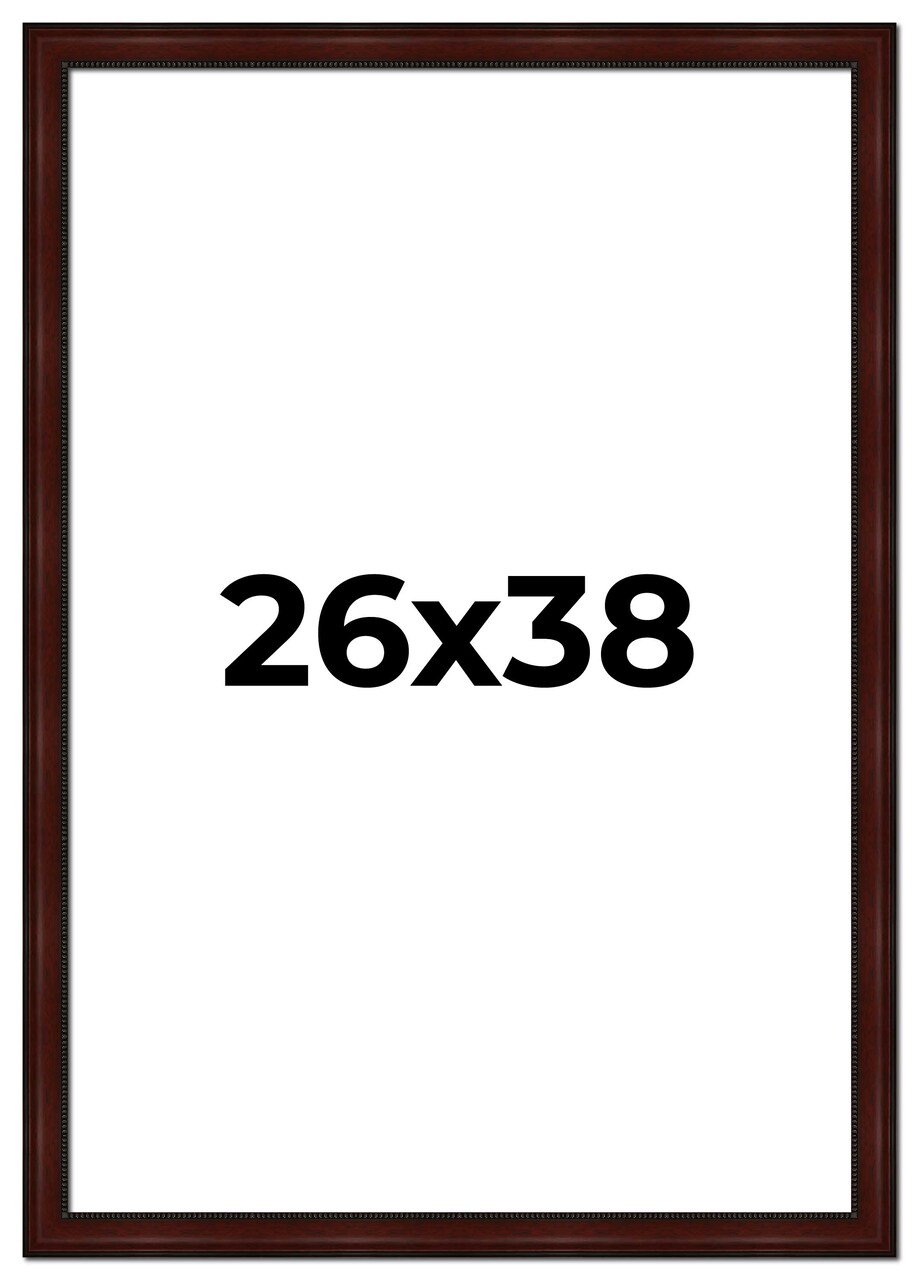 26x38 Distressed Brown Picture Frame - UV Acrylic, Foam Board Backing, Hanging Hardware
